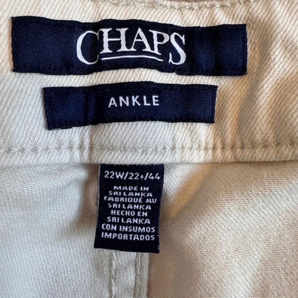 NWT Chaps Women's Natural Cream White Super Stretch Slim Fit Ankle Pants 22W‎